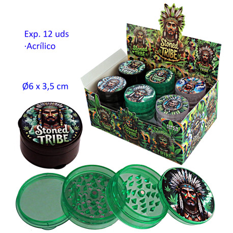 1T. Ø6 cm. Expositor con 12 grinders acrílicos