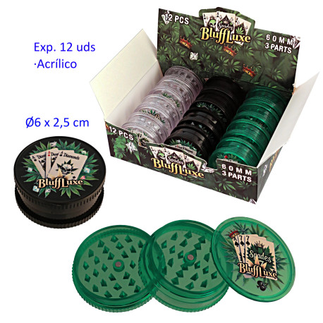 1T. Ø6 cm. Expositor con 12 grinders acrílicos