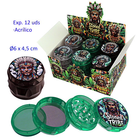 1T. Ø6 cm. Expositor con 12 grinders acrílicos