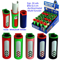 1T. Expositor con 24 fundas encendedor colores surtidos