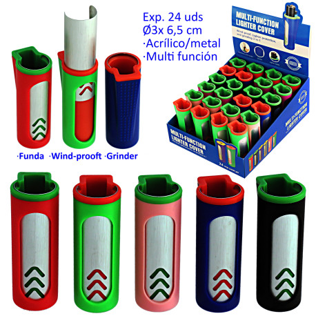 1T. Expositor con 24 fundas encendedor colores surtidos