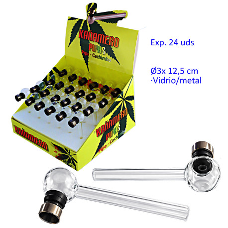 1T. Expositor con 24 pipas de cristal 12,5 cm