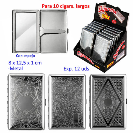 1T. Expositor con 12 pitilleras de metal para 10 cigarrillos con espejo