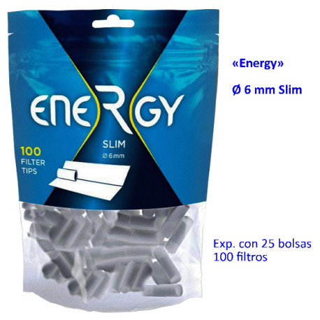 4T. 100 filtros «Slim 6 mm.»  «ENERGY»  Exp. con 25 bolsas