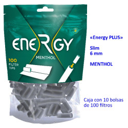 4T. 100 filtros Menthol «Slim 6 mm.» «ENERGY Plus» Caja con 10 bolsas