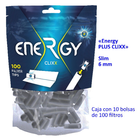 4T. 100 filtros «Slim 6 mm.» «ENERGY PLUS CLIXX» Caja con 10 bolsas