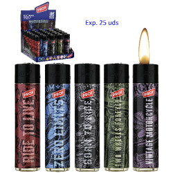 3T. Expositor con 25 encendedores piedra «Prof » Motorbike