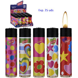 3T. Expositor con 25 encendedores piedra «Prof » Pop fashion