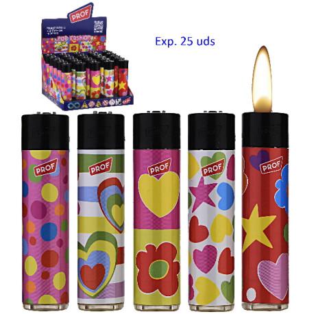 3T. Expositor con 25 encendedores piedra «Prof » Pop fashion