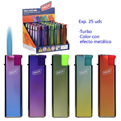 3T. Expositor con 25 encendedores jet «Prof » dusk metal effect