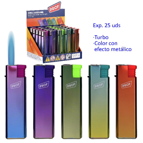 3T. Expositor con 25 encendedores jet «Prof » dusk metal effect