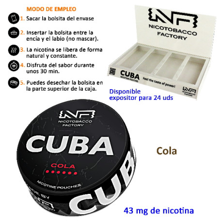 4T. Cola strong CUBA BLACK Nicotine pouches 43 mg.