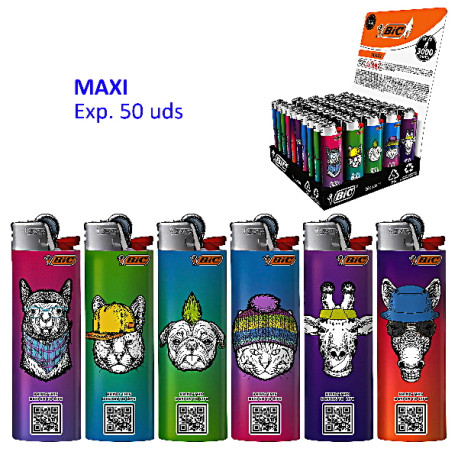 4T. Expositor con 50 encendedores «BIC» Maxi «Reality»