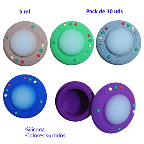 3T. Pack con 10 Cajas de silicona  «Dish» 5 ml. Colores surtidos