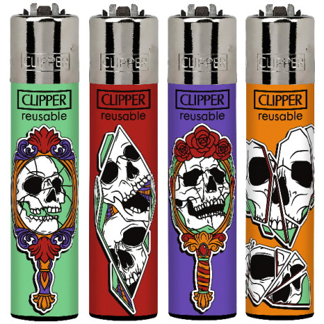 4T. Clipper «MIRROR SKULLS» Exp. 48 encendedores