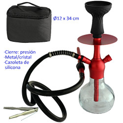 1T. 34 cm Shisha roja de aluminio con base de cristal