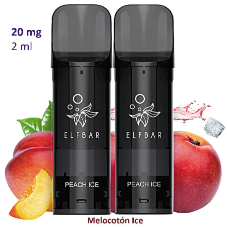 9T. Peach Ice 20 mg. 2 pods recarga  «Elfbar ELFA PRO V2»