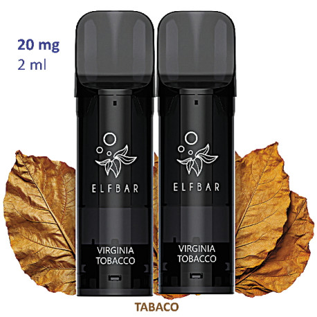 9T. Virginia Tobacco 20 mg. 2 pods recarga  «Elfbar ELFA PRO V2»
