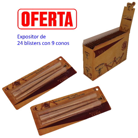 1T. «Hornet» Expositor con 24 blisters con 9 conos de papel sin blanquear