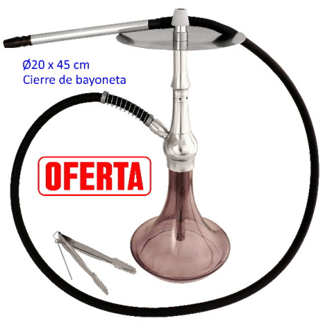 5T. 45 cm Shisha de aluminio con base de cristal