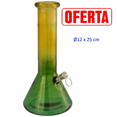 5T. Ø12 x 25 cm. Bong de cristal bicolor