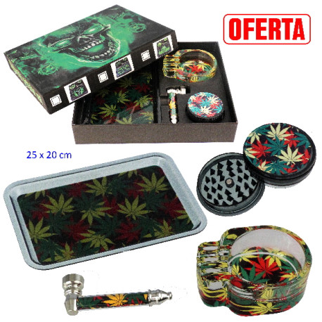 1T. Set con pipa, grinder Ø 55 mm. «Hojas»