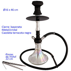 1T. 46 cm Shisha negra de aluminio con base de cristal