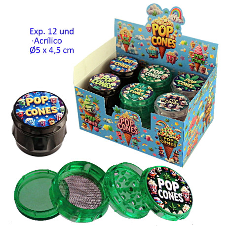 1T. Ø5 cm. Expositor con 12 grinders acrílicos