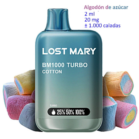 4T. Cotton 20 mg. «Lost Mary BM1000 TURBO» Vaper desechable