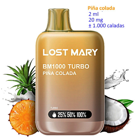 4T. Piña Colada 20 mg. «Lost Mary BM1000 TURBO» Vaper desechable
