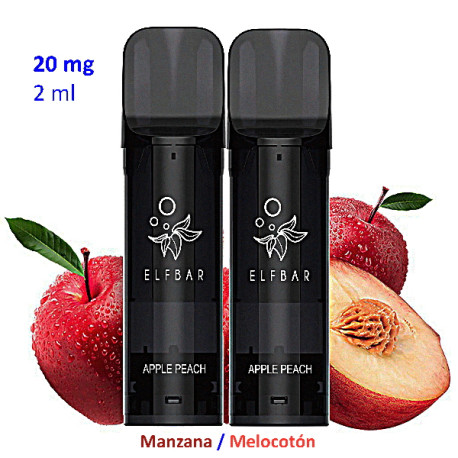 9T. Apple Peach 20 mg. 2 pods recarga  «Elfbar ELFA PRO V2»