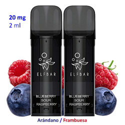 9T. Blueberry Sour Raspberry 20 mg. 2 pods recarga  «Elfbar ELFA PRO V2»