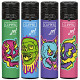 4T. Clipper «FLUO SKULL» Jet flame Expositor con 48 encendedores