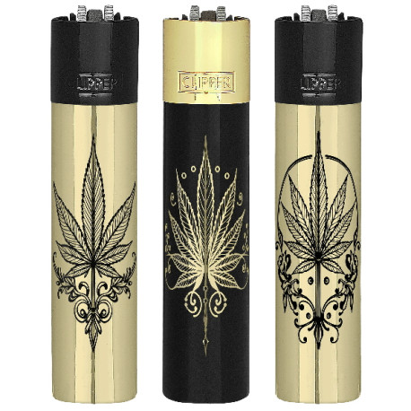 4T. Clipper «WEED TATTOO» Exp. 12 encendedores con estuche de metal