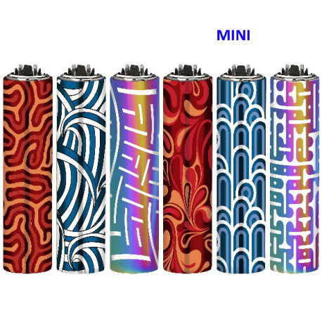 4T. Mini Clipper «GLOW PATTERN» Exp. 30 encendedores con funda metal