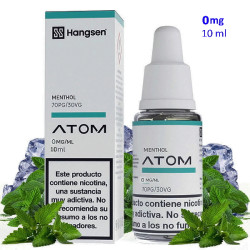 4T. e-liquid Menthol 0 mg. «Hangsen Atom» envase con 10 ml.
