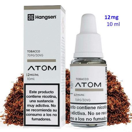 4T. e-liquid Tobacco 12 mg. «Hangsen Atom» envase con 10 ml.