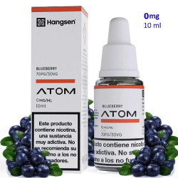 4T. e-liquid Blueberry 0 mg. «Hangsen Atom» envase con 10 ml.