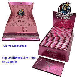 3T. Papel de liar «Monkey» Billionaire Pink Slim+tips Expositor con 24 libritos de 32 hojas