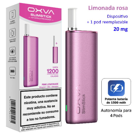 9T. Kit Pink Lemonade 20 mg.  «OXVA SlimStick» recargable