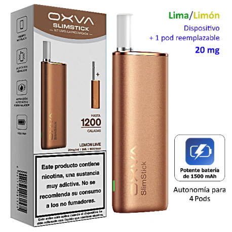 9T. Kit Gold Lemon Lime 20 mg. «OXVA SlimStick» recargable