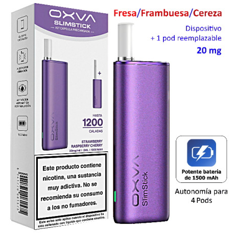 9T. Kit Purple Strawberry Raspberry Cherry 20 mg. «OXVA SlimStick» recargable