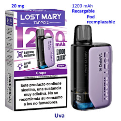 9T. Kit Grape 20 mg. «Lost Mary TAPPO 2» recargable