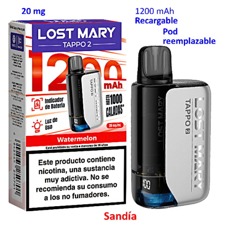 9T. Kit Watermelon 20 mg. «Lost Mary TAPPO 2» recargable