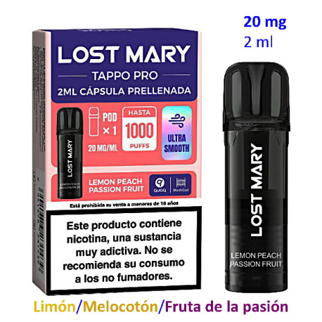 4T. Pod Lemon Peach Passion Fruit 20mg. «Lost Mary TAPPO PRO»