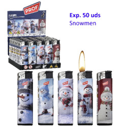 3T. Expositor con 50 encendedores piezo «Prof» Snowmen