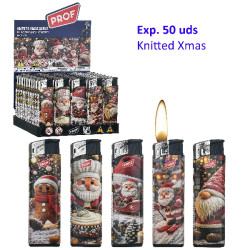 3T. Expositor con 50 encendedores piezo «Prof» Knitted Xmas Scene