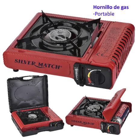 3T. Hornillo de gas butano «Silver Match» rojo