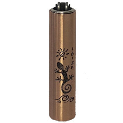 4T. Mini Clipper «IBIZA SARGANTANA ROSE GOLD» Exp. 30 encendedores con funda metal