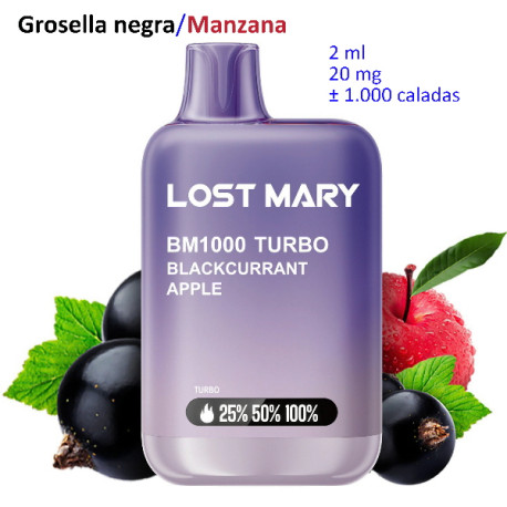4T. Blackcurrant Apple 20 mg. «Lost Mary BM1000 TURBO» Vaper desechable